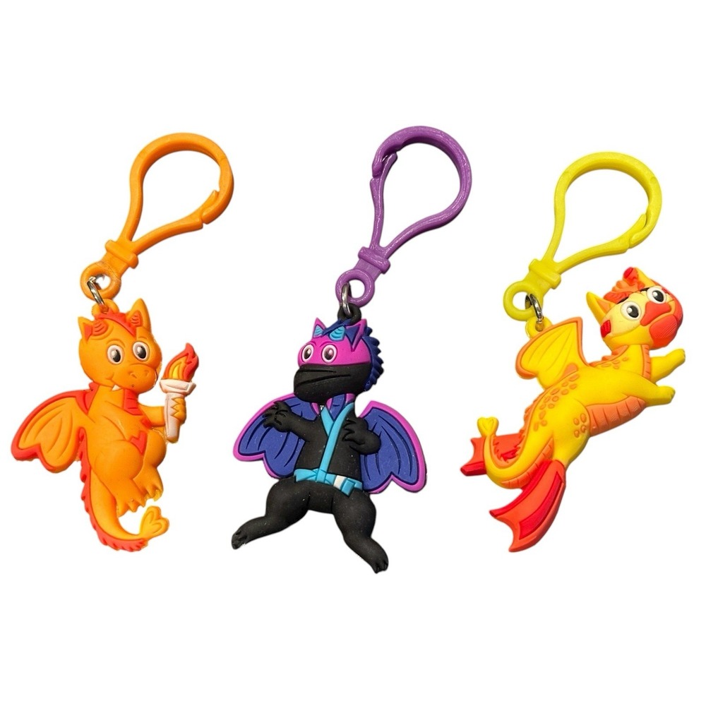American Heart Association Kids Heart Challenge Dragon Keychains Set of 3 Hearty